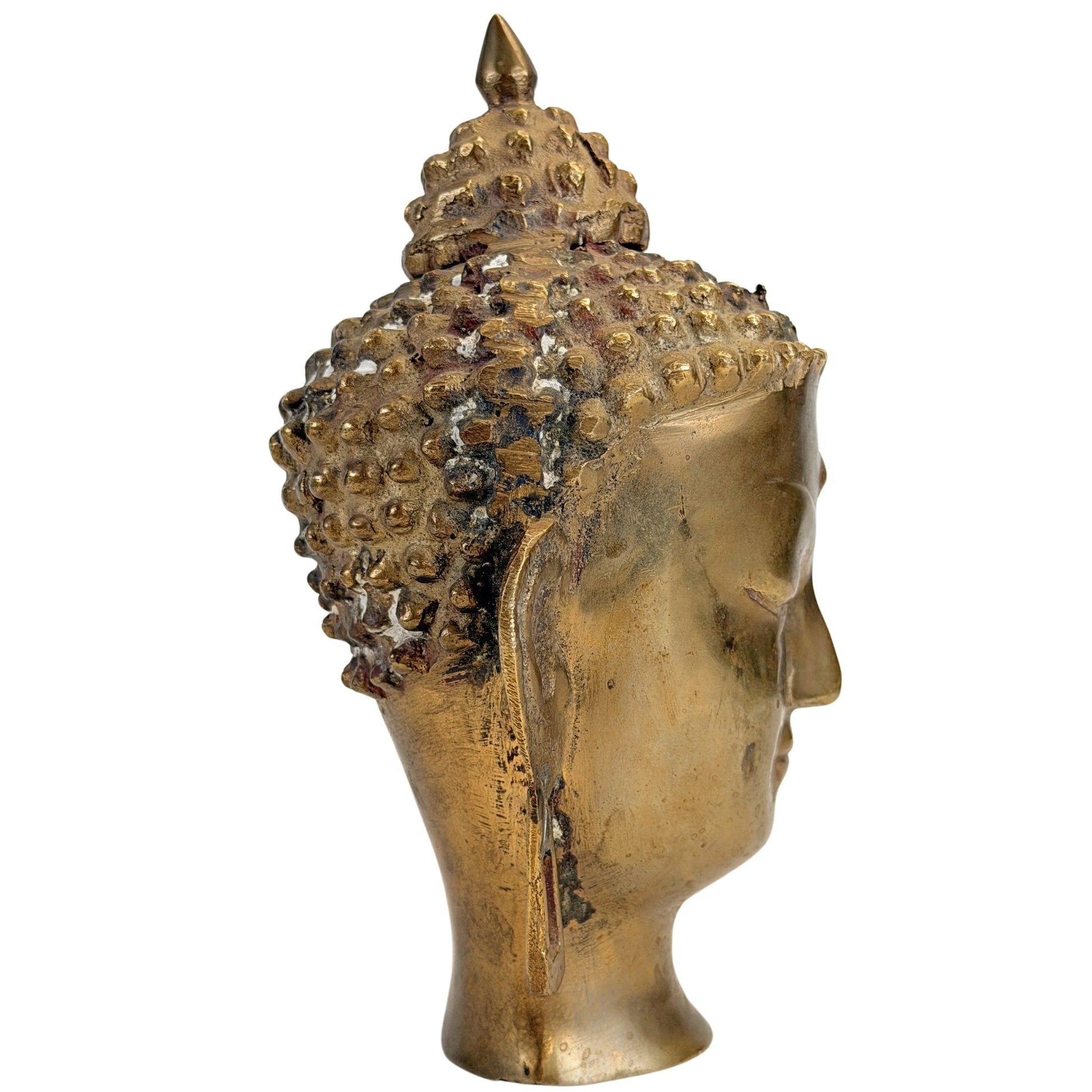 Himalayan-Inspired Buddha Head – Bronze, 20th Century – left-side view