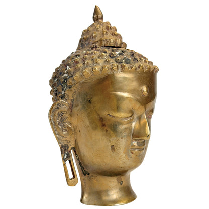 Himalayan-Inspired Buddha Head – Bronze, 20th Century – three-quarter front view