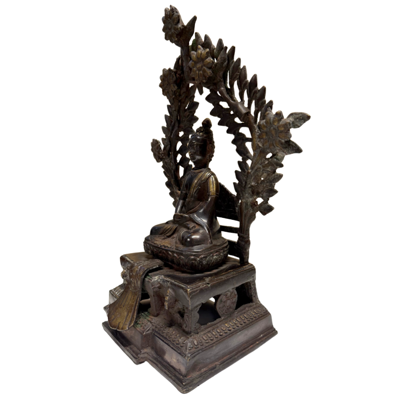 Himalayan Shakyamuni Buddha with floral aureole, front-right view