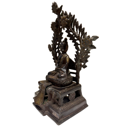 Himalayan Shakyamuni Buddha with floral aureole, front-right view