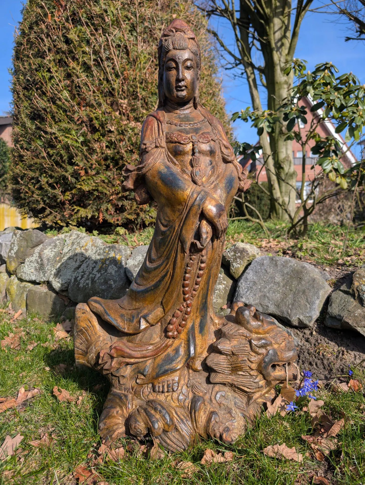 Historisch houtsnijwerk Kwanyin draak 7,6kg investment piece