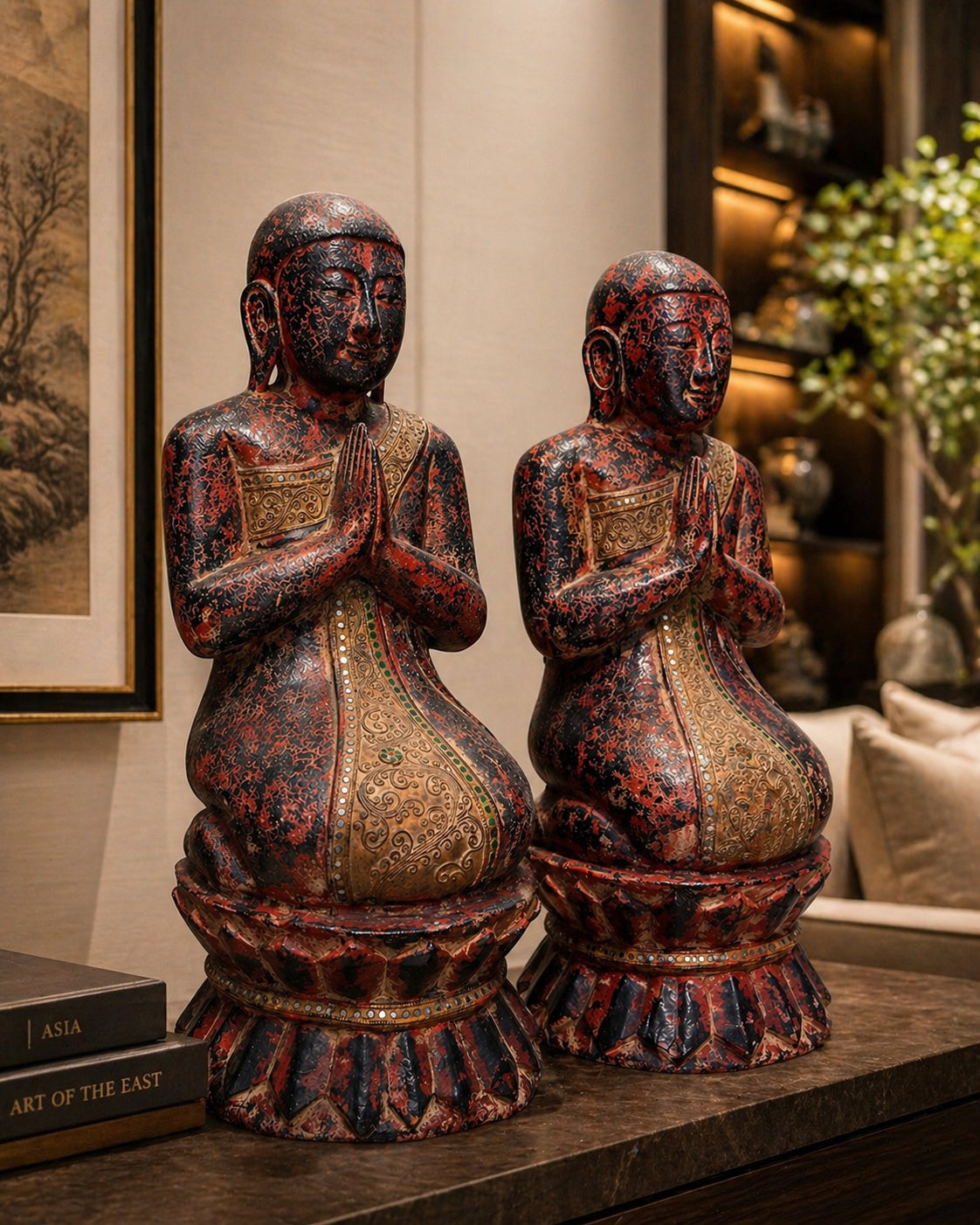 Origineel verkoopkaartje van Gallerij Bodhi uit de jaren 70 voor Birmese tempelbeelden.