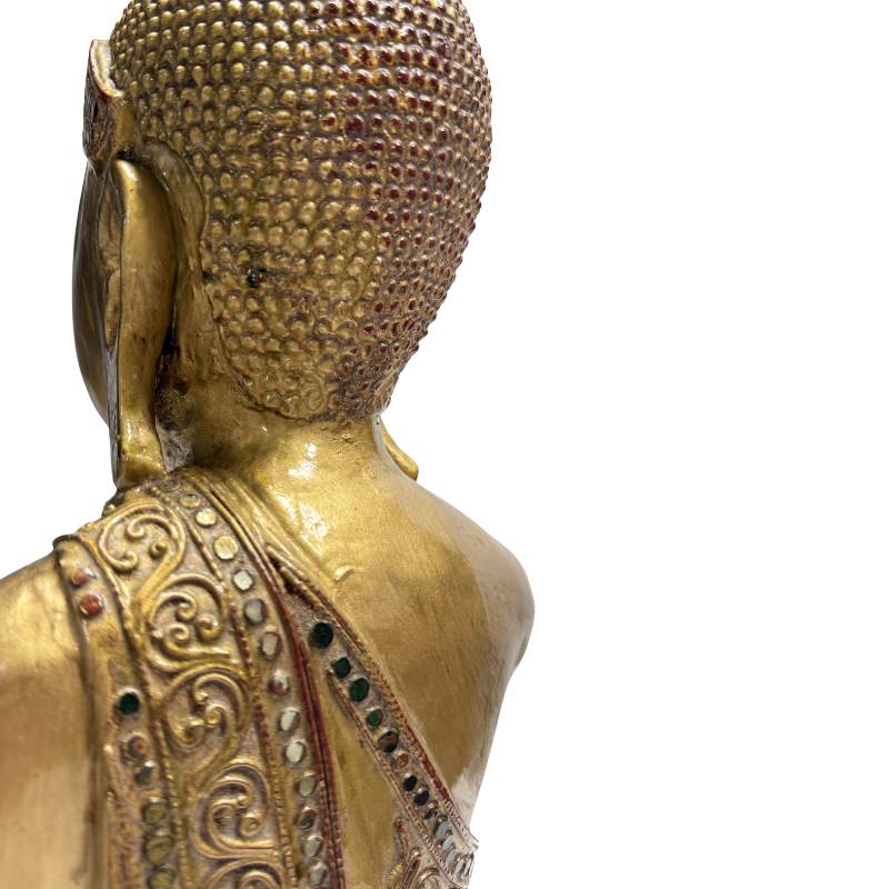 traditioneel boeddhabeeld van hout uit myanmar
