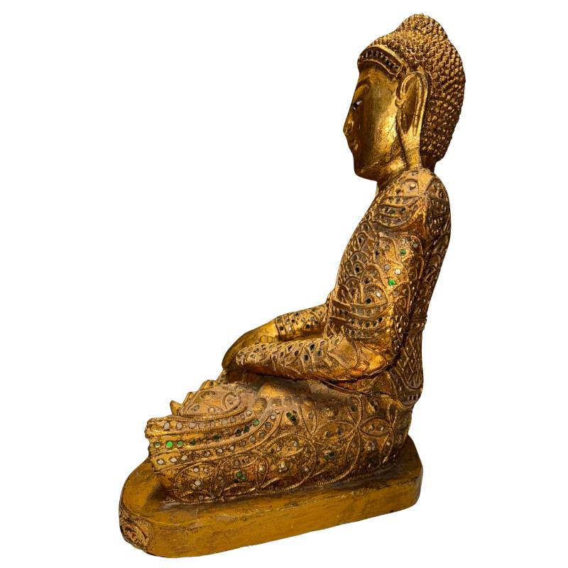 Houten Mandalay Boeddha geschikt voor altaar meditatie ruimte of stijlvol interieur