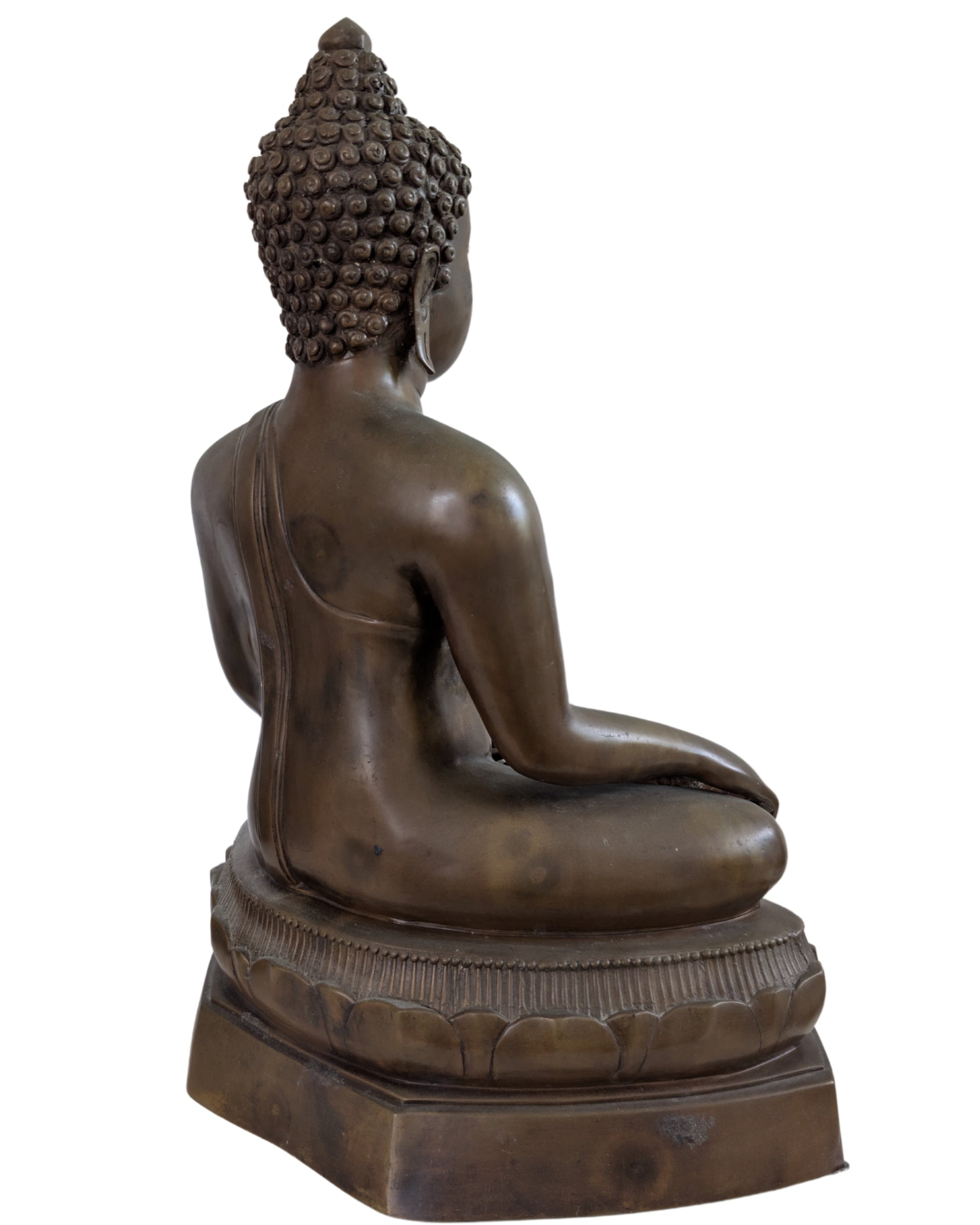 Groot Thais altaarstuk van 12 kg massief messing voor mindfulness en meditatie.