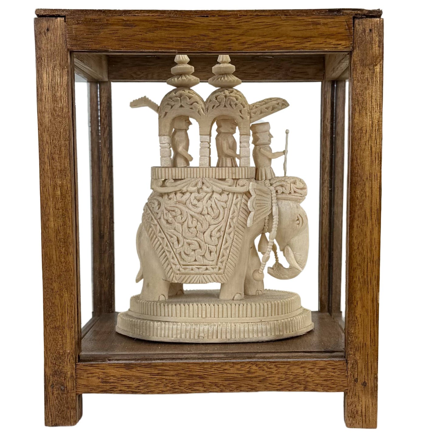 indiaas handwerk olifant howdah glazen vitrine