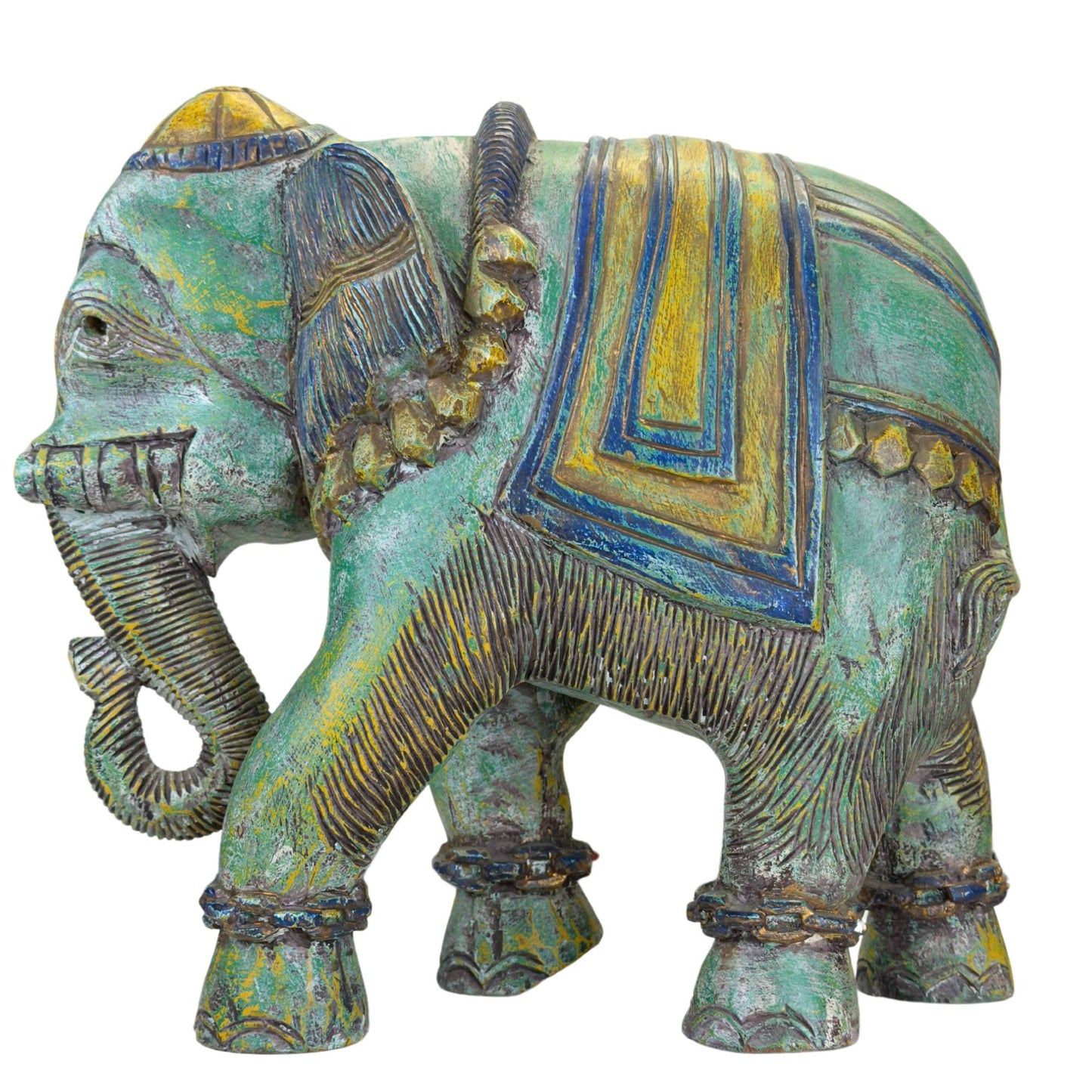 Traditioneel Indiaas olifant beeld met verfijnd handgesneden decor
