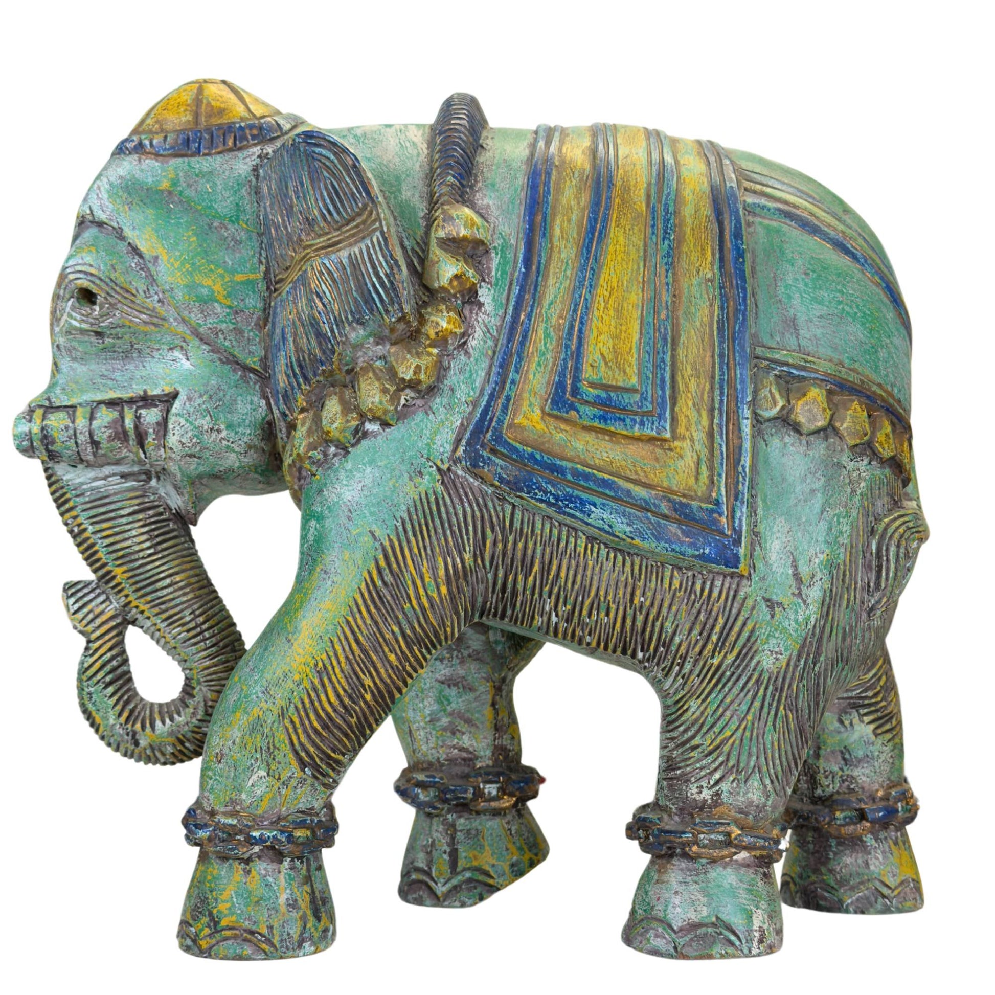 Traditioneel Indiaas olifant beeld met verfijnd handgesneden decor