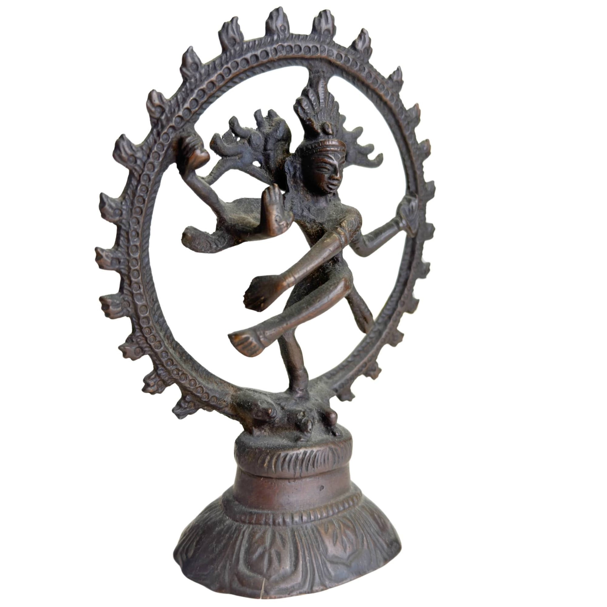 Indiaas Shiva Nataraja altaarbeeldje van brons met kosmische danshouding