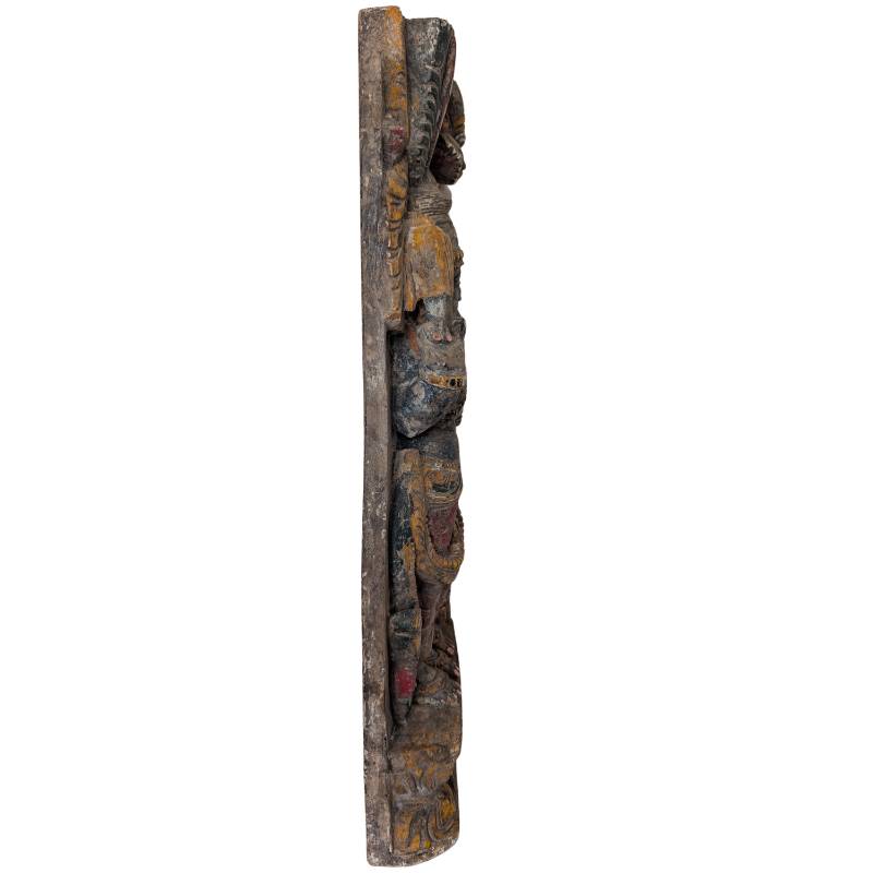 Hindoe tempel reliëf Vishnu Lakshmi hout India polychroom beeld