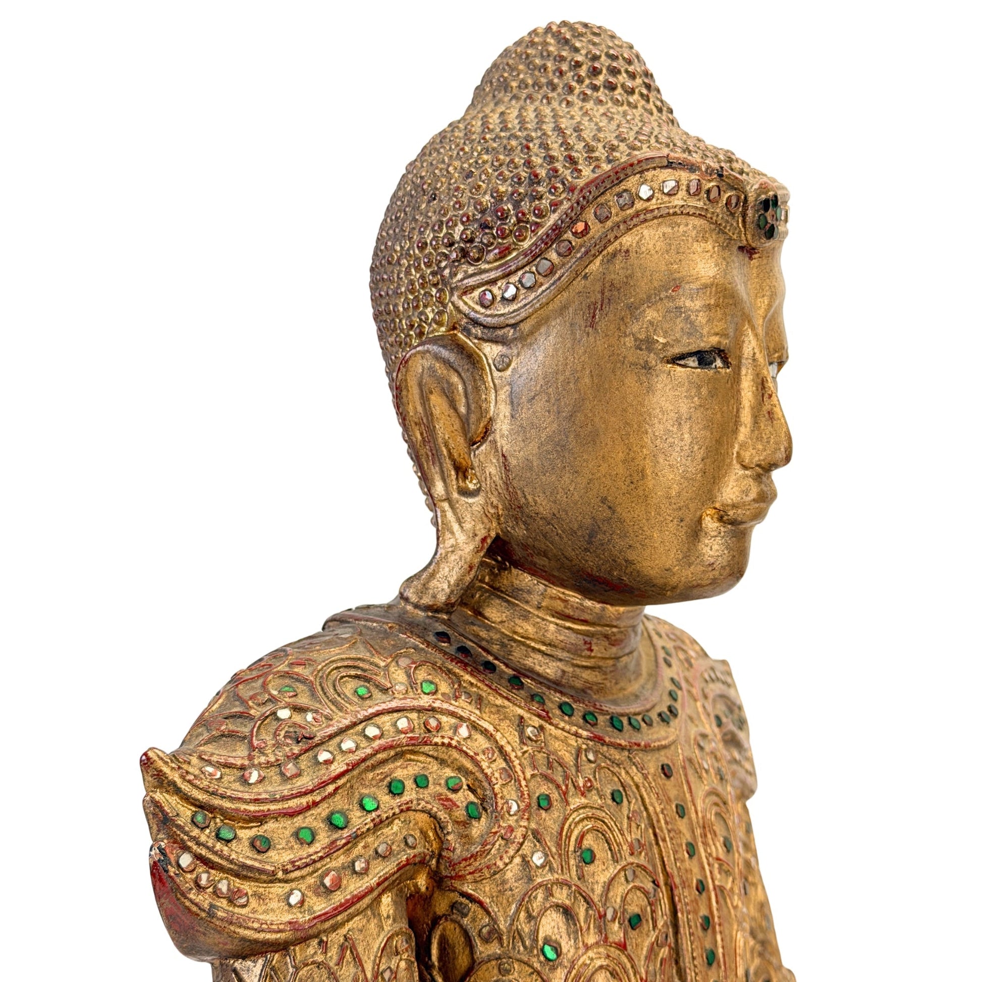 Gilt face and royal shoulder ornament of the Burmese Jambupati Buddha