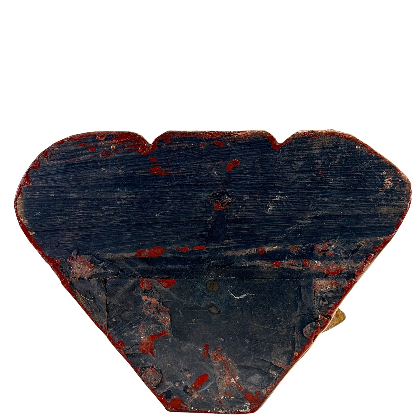 Underside of the red-lacquered wooden base of the antique Jambupati Buddha
