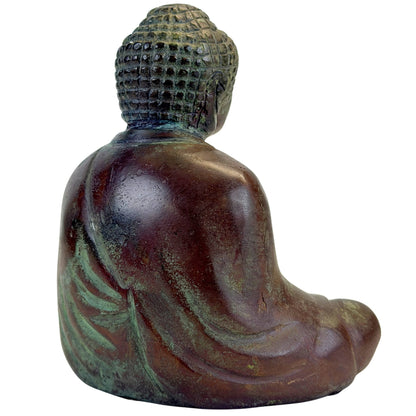 Rear three-quarter view showing the rounded back and aged bronze surface