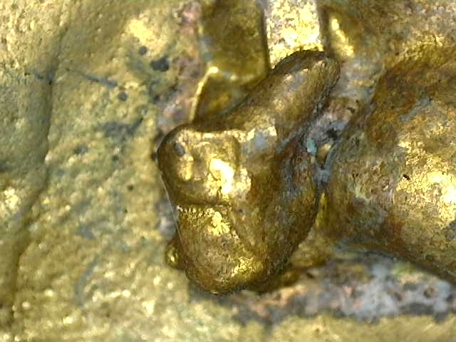Macro study of surviving gilding remnants on the Japanese Buddha, ca. 1900