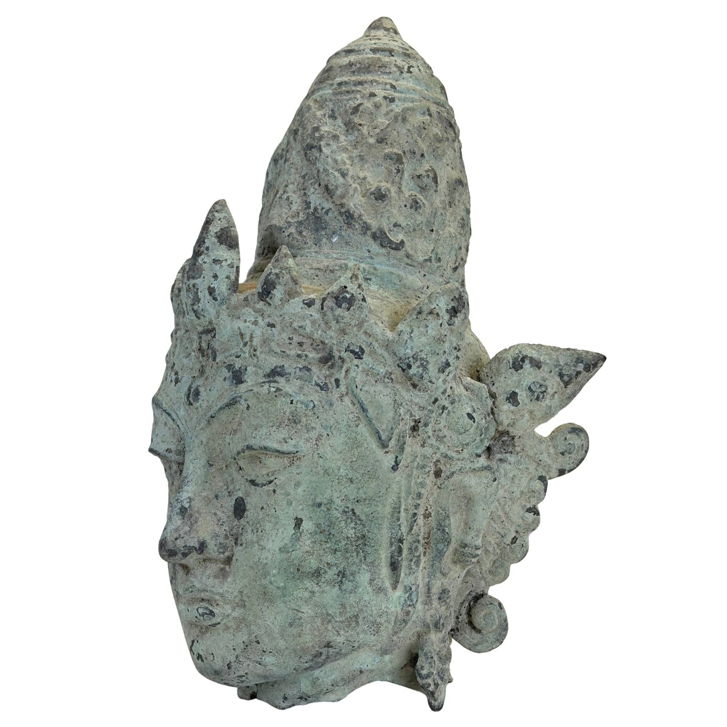 Antiek Javaans bronzen Vishnu fragment uit hindoeïstische kunsttraditie