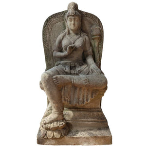 Handgehakt Javaans Zandsteen Beeld - Godin Tara - Majapahit Stijl - 60cm