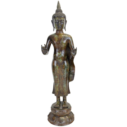 Javanese Majapahit-revival Buddha in bronze, 58.5 cm high, front view
