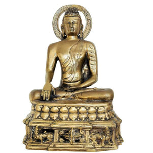 Kashmirse vergulde bronzen Boeddha in Bhumisparsha mudra