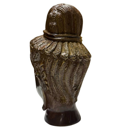 Khmer-Style Buddha Head – Bronze, 20 cm – right three-quarter rear view