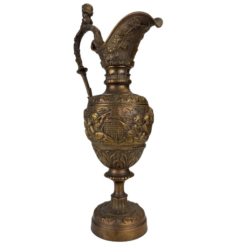 klassieke bronzen kan met mythologische putti scenes