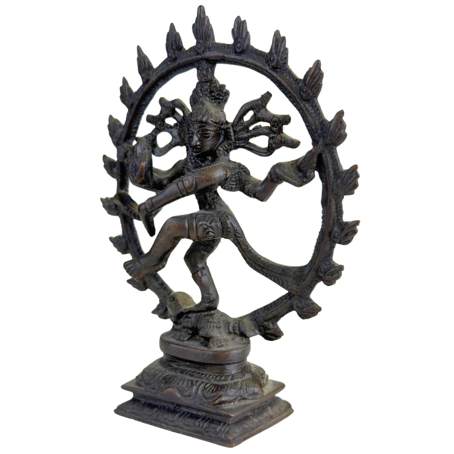 Klein Indiaas bronsbeeld van Shiva met symbolische vlammenring