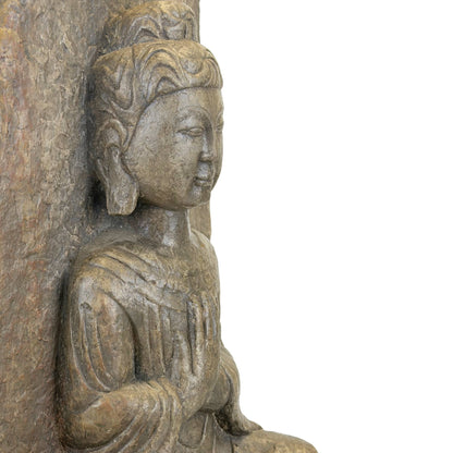 Early Chinese Stone Bodhisattva Stele – Guanyin Attribution, 45.6 cm – left-side view