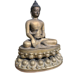 Monumentale Vuurvergulde Boeddha – Ladakh, 19e Eeuw of zelfs ouder.