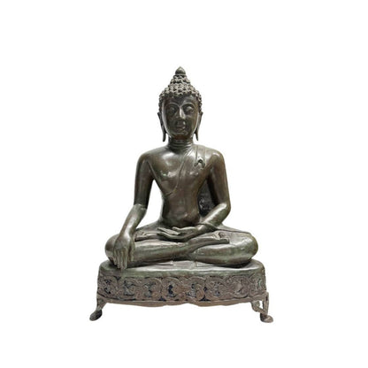 Antique Lan Na-Style Shakyamuni Buddha – Bronze, 19th Century, 52 cm – close object detail