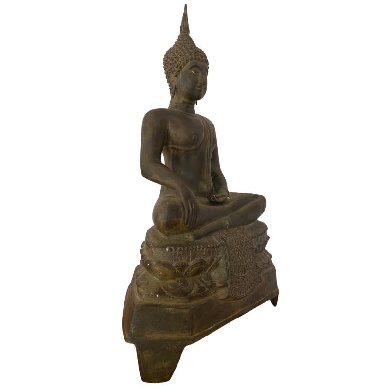Large Antique Thai Bronze Seated Buddha – c. 1500–1650 – three-quarter front view