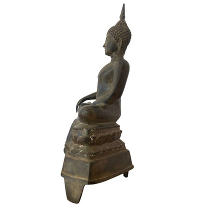 Large Antique Thai Bronze Seated Buddha – c. 1500–1650 – right-side view