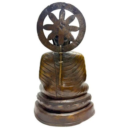 Large Burmese Teaching Buddha – Bronze, Dharmachakra Mudra, 55 cm – right-side view