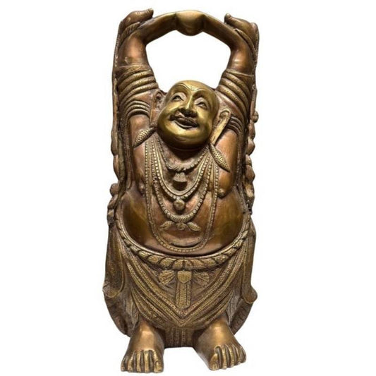 Large Chinese Budai with Children – Bronze, 46 cm – front view