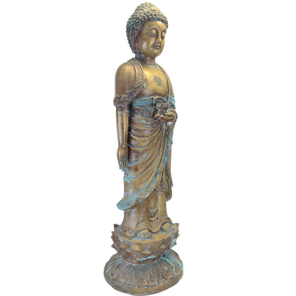 Left-side view of the large Chinese bronze Medicine Buddha