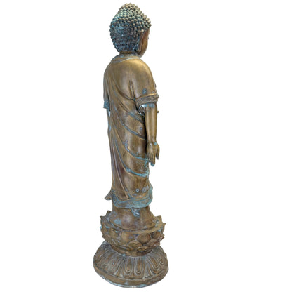 Rear view of the large Chinese bronze Medicine Buddha