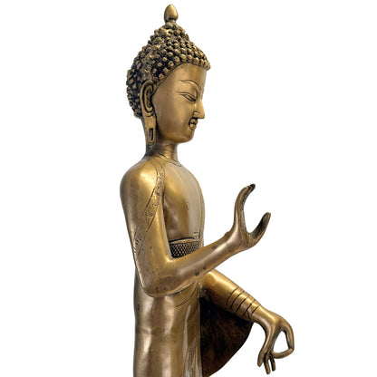 Large Himalayan-Style Standing Buddha – Bronze, ca. 1950–1980 – left three-quarter rear view