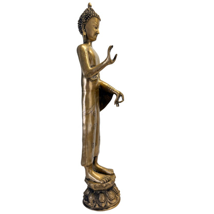 Large Himalayan-Style Standing Buddha – Bronze, ca. 1950–1980 – three-quarter front view