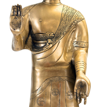 Large Himalayan-Style Standing Buddha – Bronze, ca. 1950–1980 – left-side view