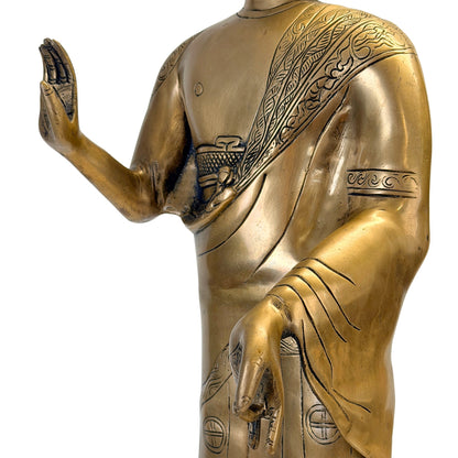 Large Himalayan-Style Standing Buddha – Bronze, ca. 1950–1980 – reverse surface detail