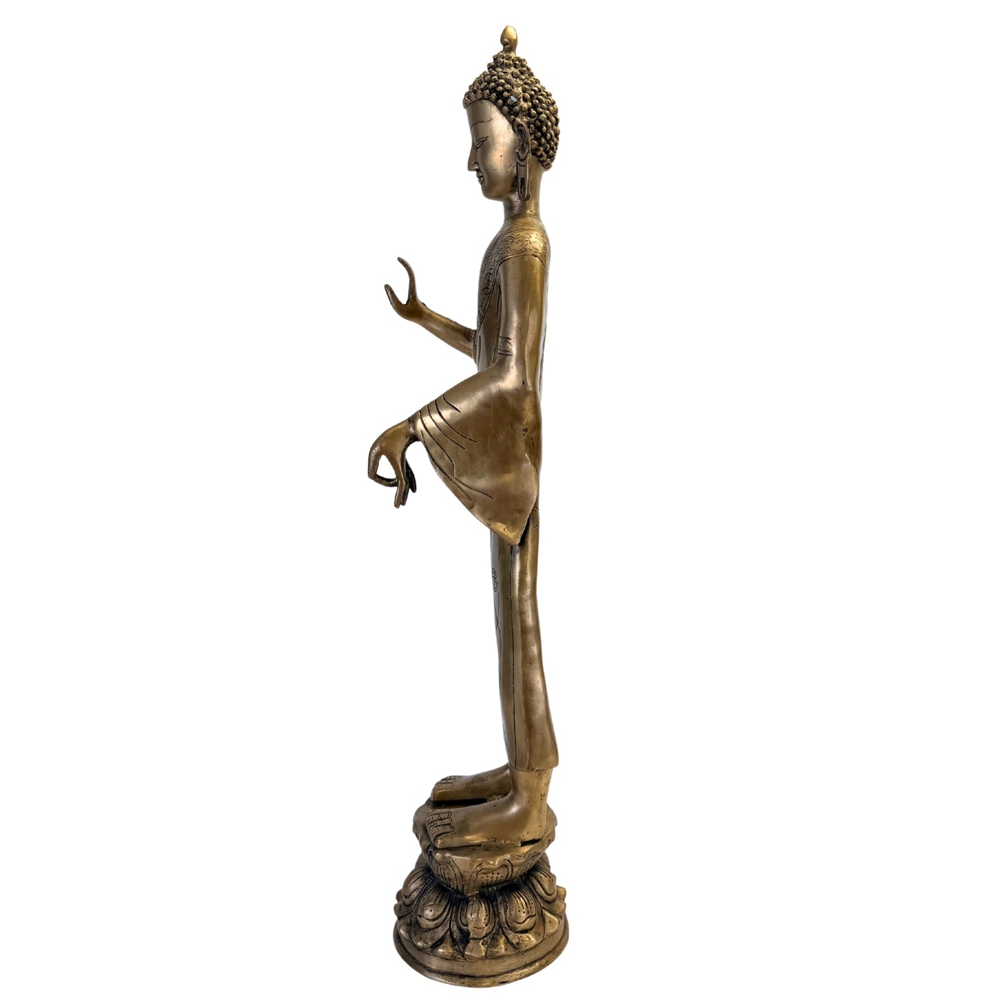 Large Himalayan-Style Standing Buddha – Bronze, ca. 1950–1980 – surface and patina detail