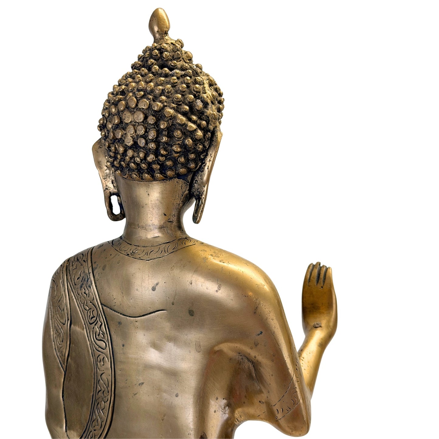 Large Himalayan-Style Standing Buddha – Bronze, ca. 1950–1980 – right three-quarter rear view