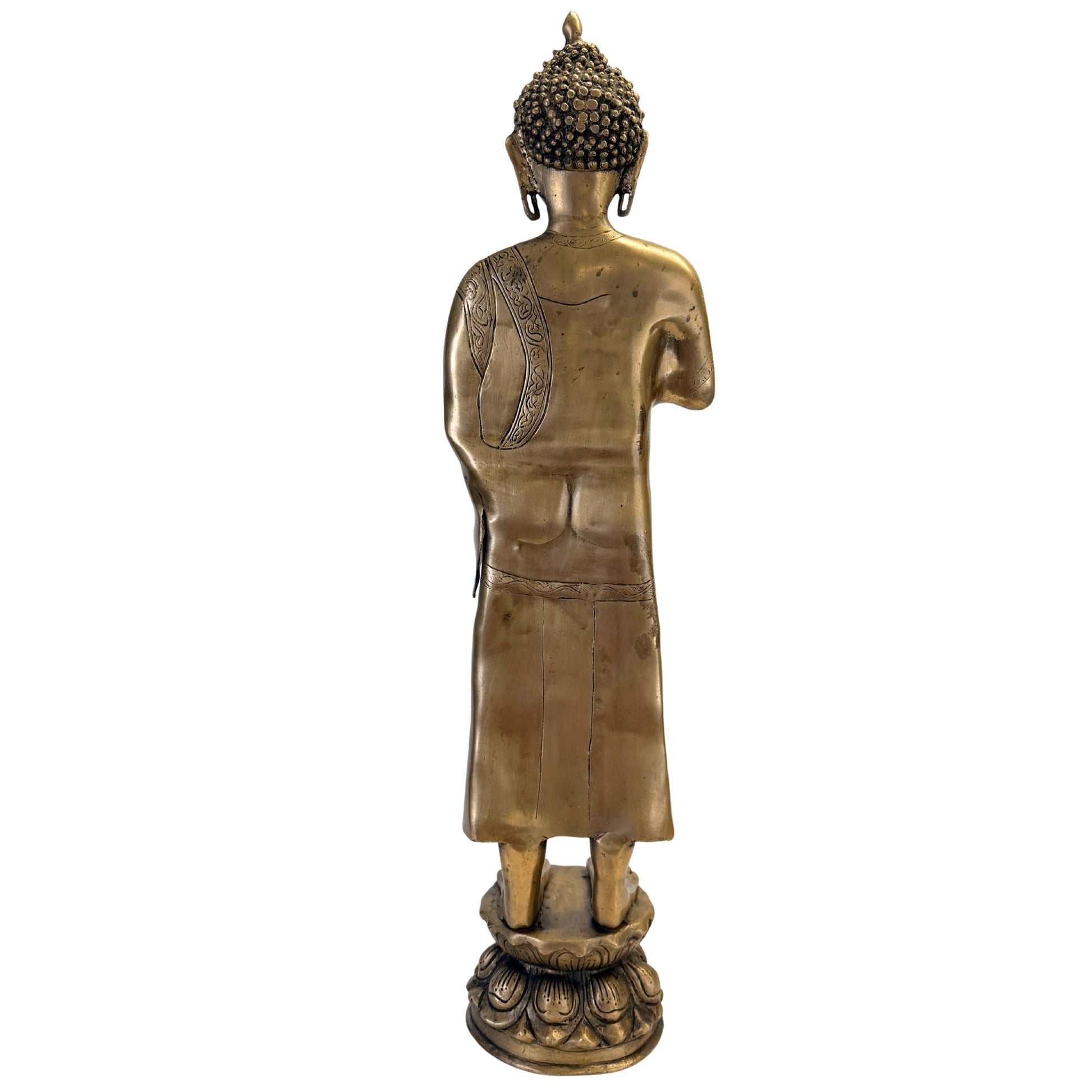 Large Himalayan-Style Standing Buddha – Bronze, ca. 1950–1980 – right-side view