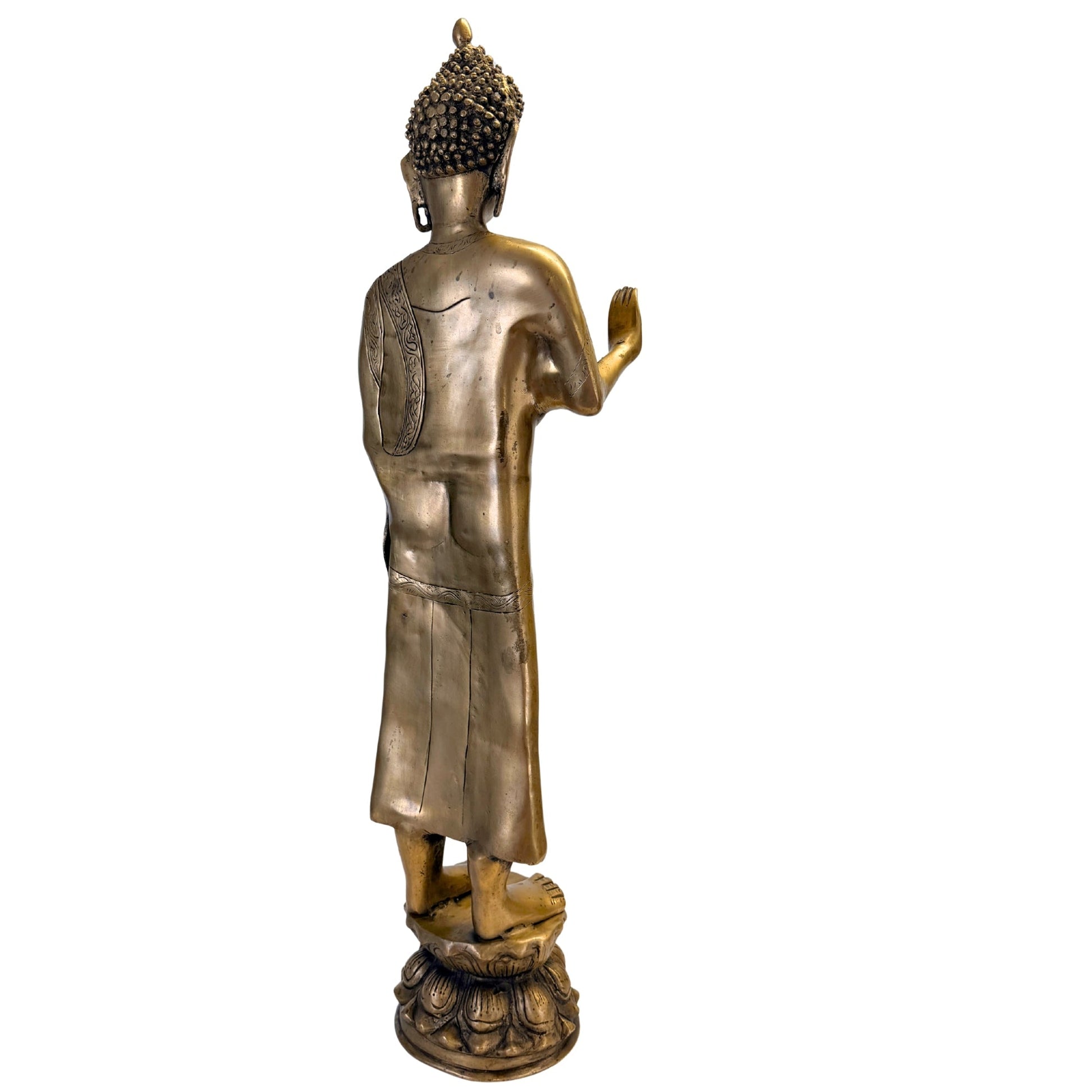 Large Himalayan-Style Standing Buddha – Bronze, ca. 1950–1980 – opposite three-quarter front view