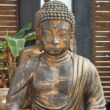 Antique Japanese Seated Buddha – Gilt Bronze, ca. 1900 – left-side view