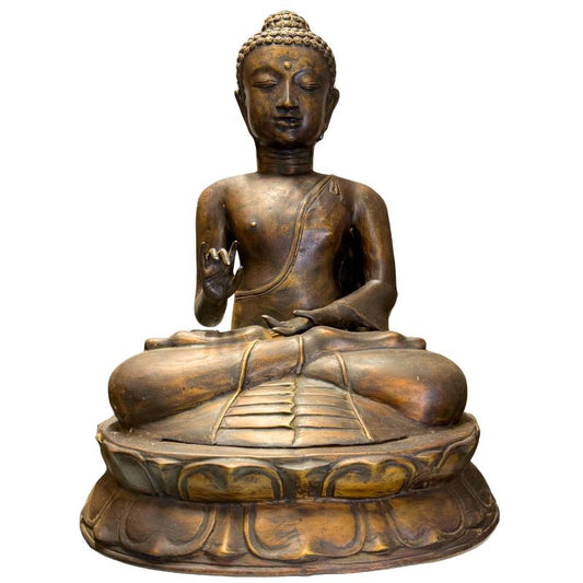 Large Javanese Buddha – Bronze, Vitarka Mudra, 58 cm – front view