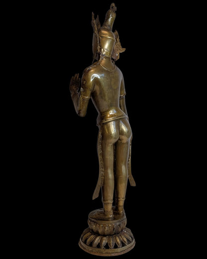Large Standing Tara – Bronze Alloy, Tibetan Style, 78 cm – right-side view