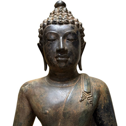 Large Thai Sukhothai-Style Buddha – Bronze, 70 cm – close view of the central details