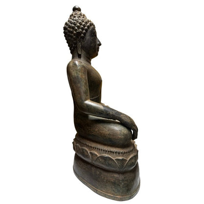 Large Thai Sukhothai-Style Buddha – Bronze, 70 cm – left three-quarter rear view