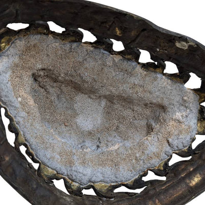 Sealed underside of late 19th-century Burmese bronze Buddha and openwork pedestal