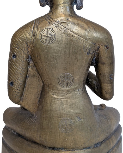 Mandalay-style Buddha with polished features and natural patina