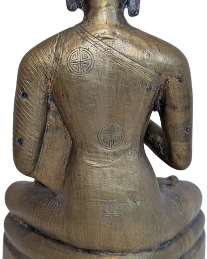 Mandalay-style Buddha with polished features and natural patina